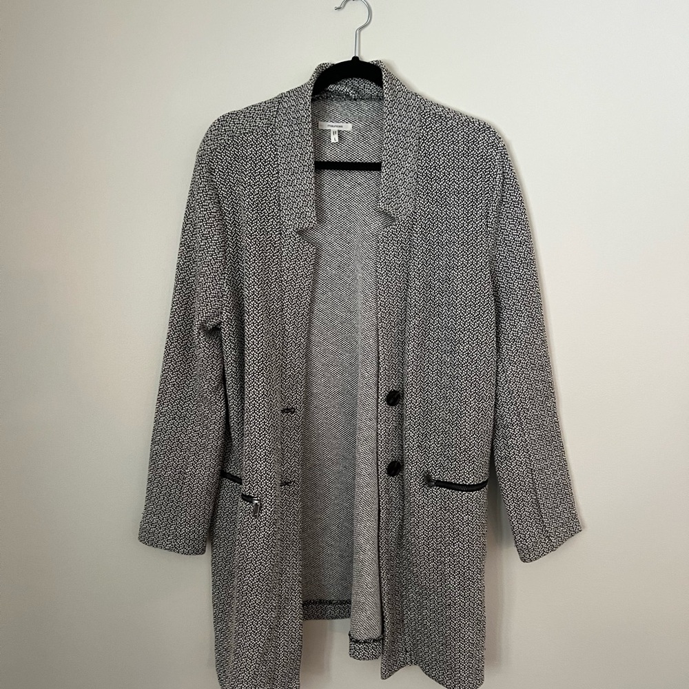 Maurices Women's Black and White Herringbone Blazer